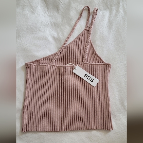 525 Cotton Braided One Shoulder Rib Tank - Picture 4 of 7